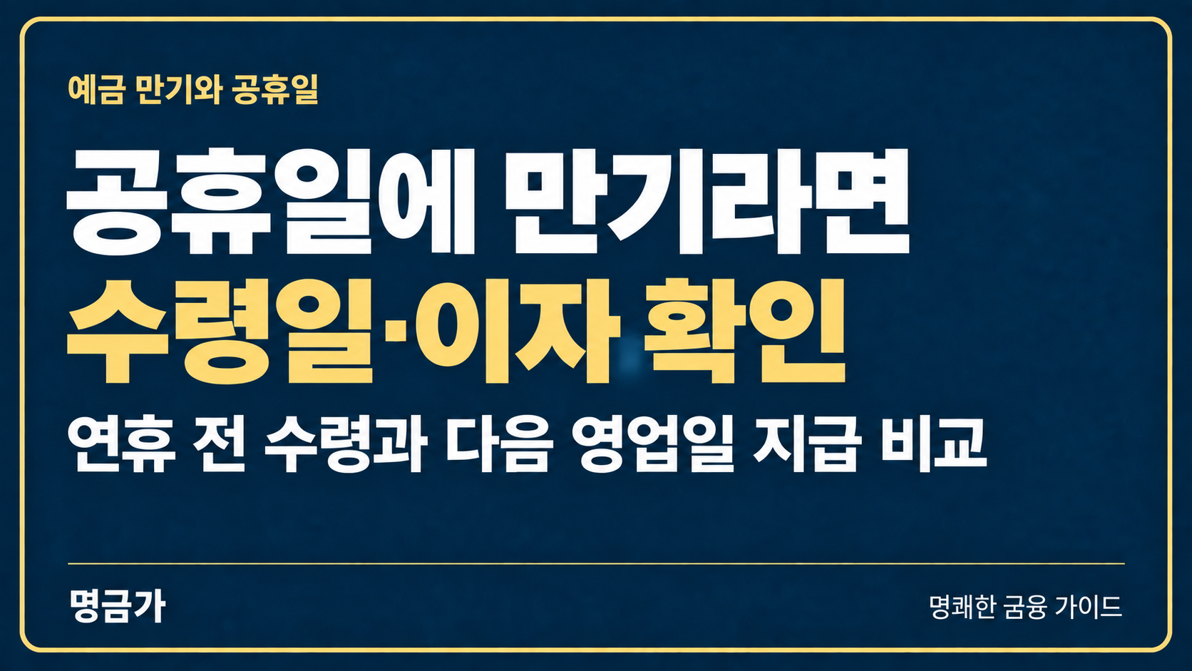 예금 만기일이 공휴일이면? 수령일·추가 이자 확인하는 법
