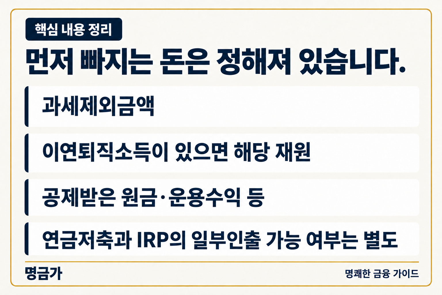 연금계좌 일부 인출의 법정 재원 순서